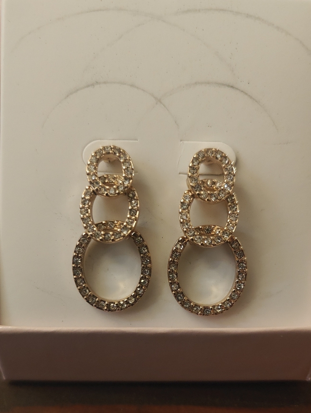 Crystal Chain-Link Drop Earrings - Gold Tone D01 6718